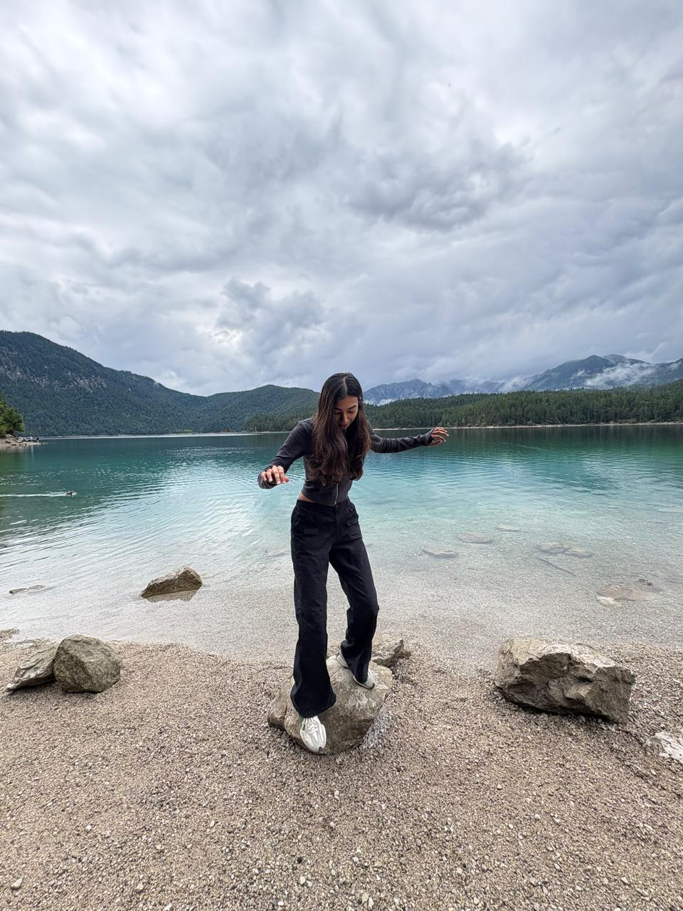 Sushmita by an alpine lake