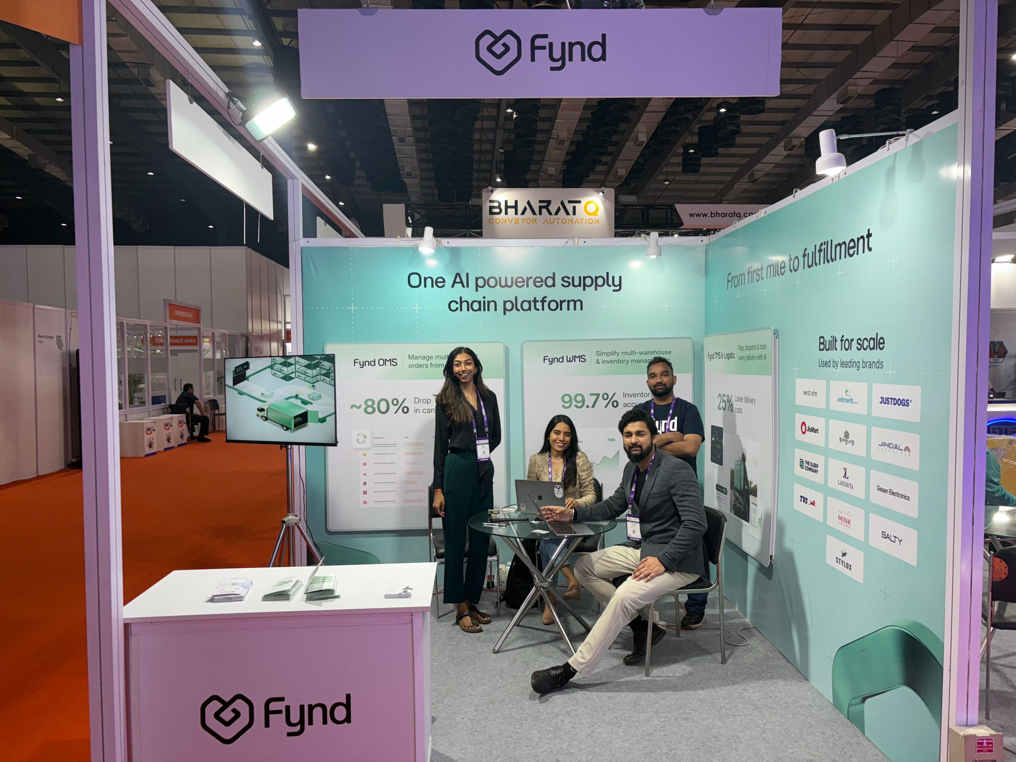 Fynd team at their exhibition booth , where the problem was first felt